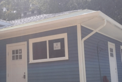 Siding on side of new home.